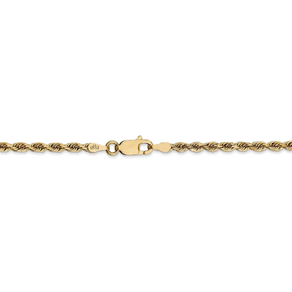 14kt Yellow Gold Diamond Cut Rope Chain Necklace V9939