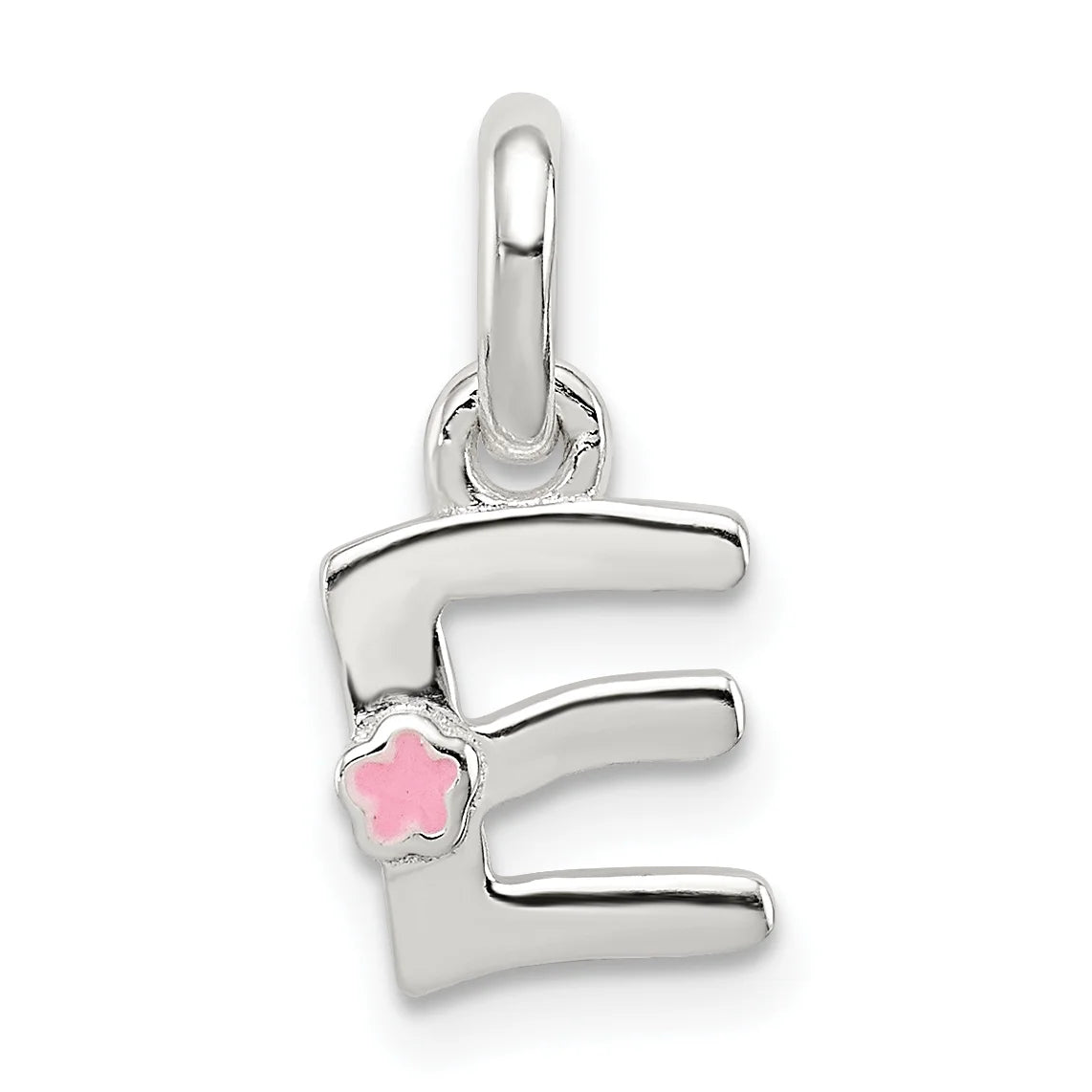 Sterling Silver Letter E Enamel Charm Pendant Necklace 18'' H4772