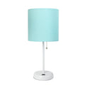 Aqua White Stick Lamp with Fabric Shade V32206