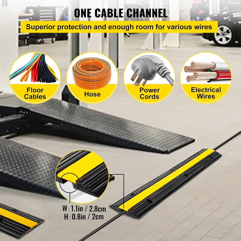 3 Packs 1 Channel Heavy-Duty Rubber Cable Protector Ramp A8094