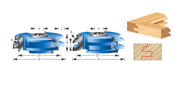 2-Piece Carbide Tipped 3-Wing Eased Edge Stile & Rail 3 Dia x 3/4 x 1/4 Radius x 1/2 & 3/4 Bore Set V823647