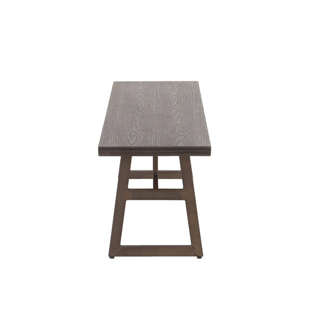 Antique Espresso Metal and Wood Industrial Bench W822
