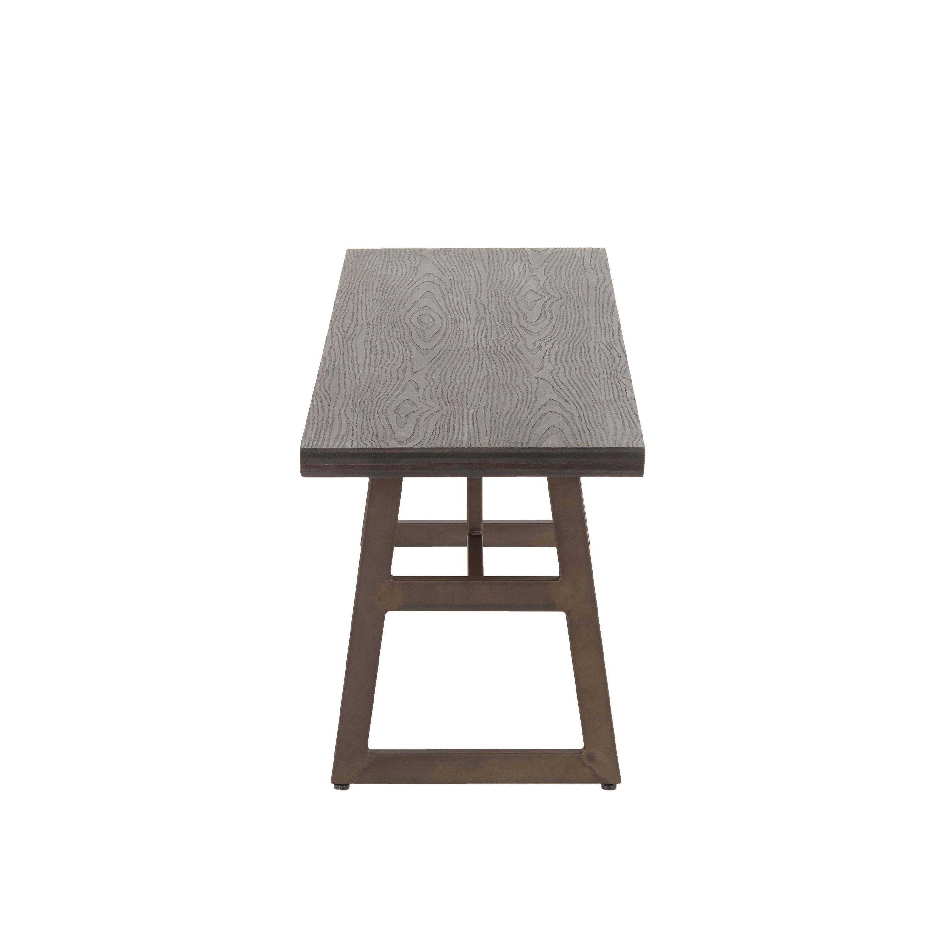 Antique Espresso Metal and Wood Industrial Bench W822