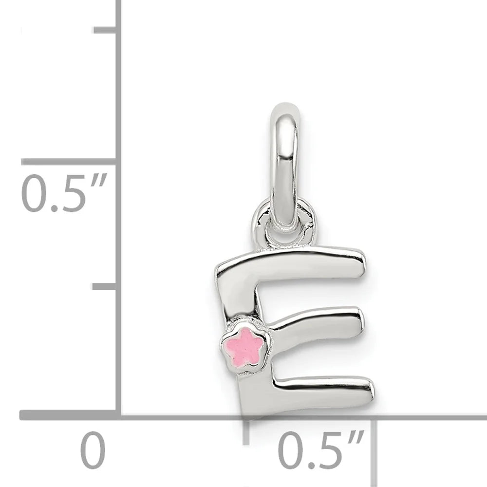 Sterling Silver Letter E Enamel Charm Pendant Necklace 18'' H4772