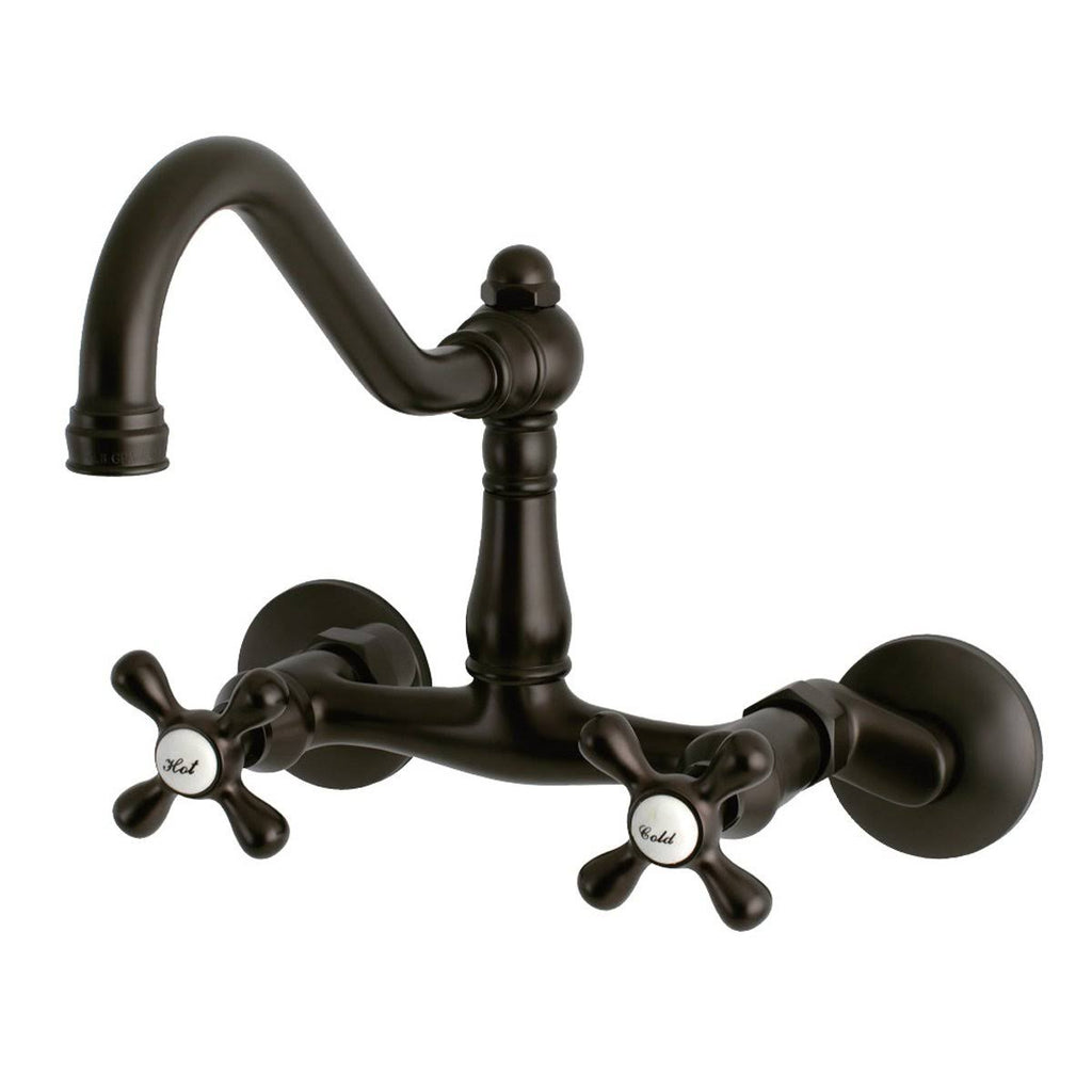 Vintage Adjustable Center Wall Mount Kitchen Faucet, Matte Black W24000