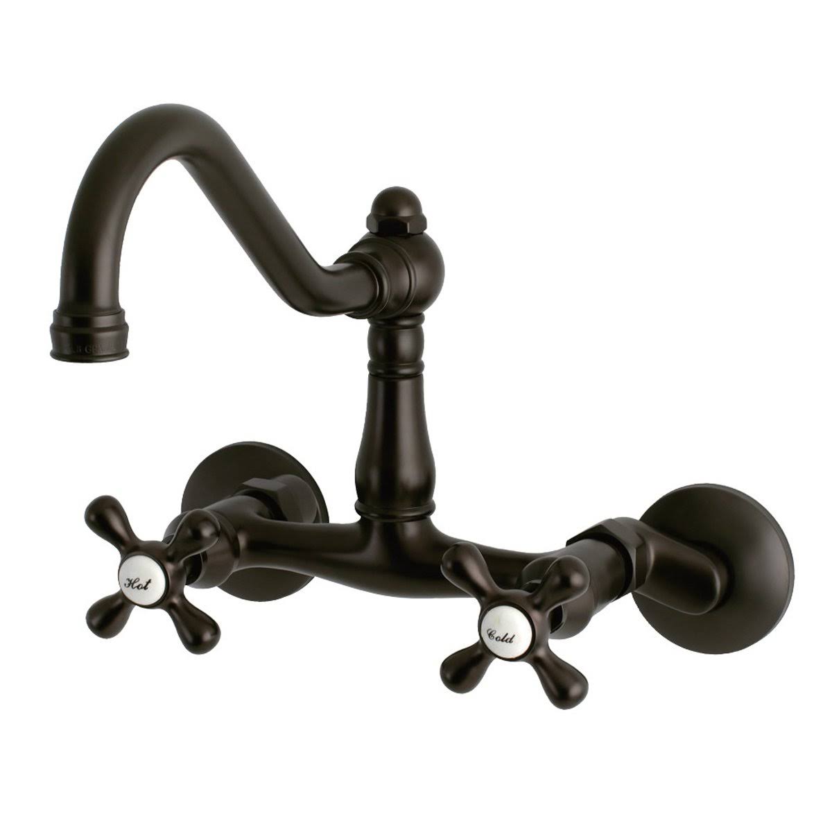 Vintage Adjustable Center Wall Mount Kitchen Faucet, Matte Black W24000
