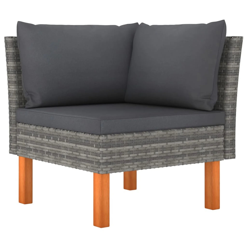 6 Piece Poly Rattan Garden Set with Cushions Gray D34364