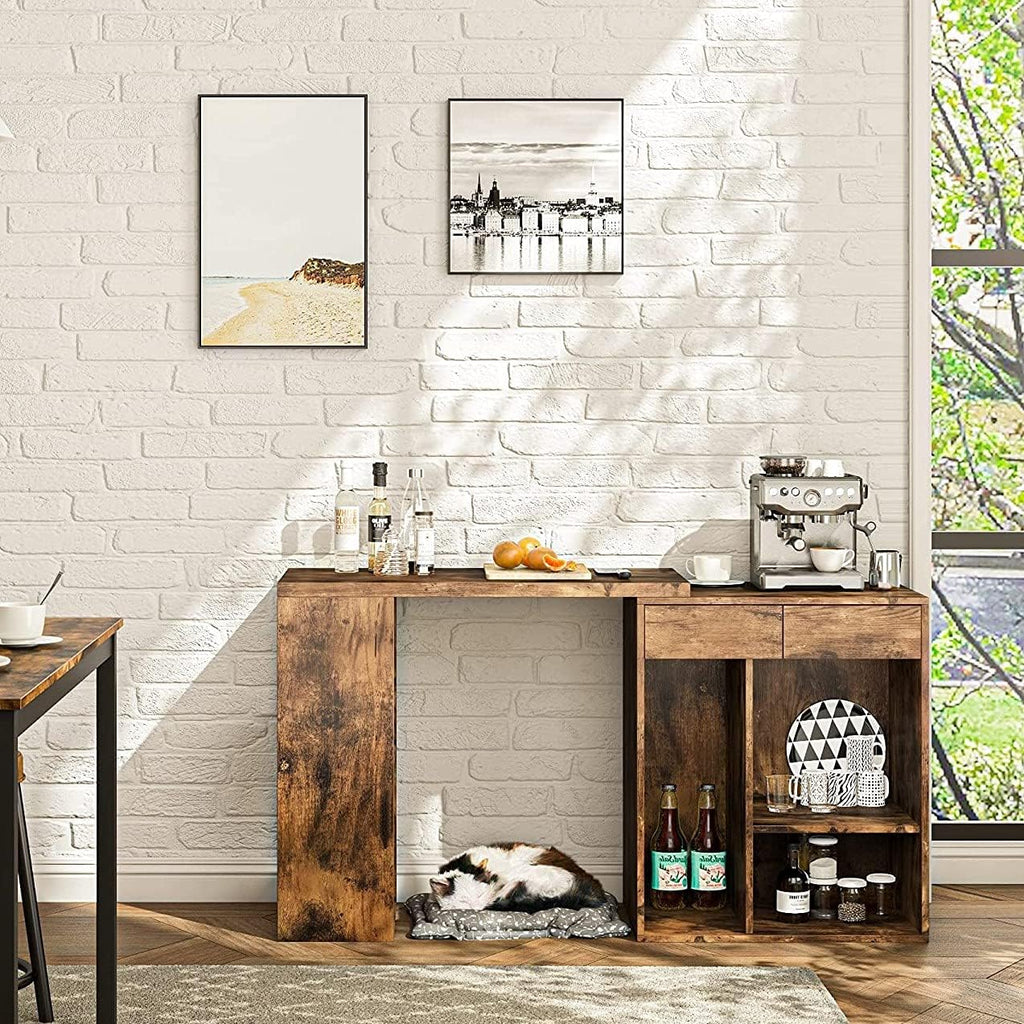 Gray Wooden Sideboard with 2 Drawers and Adjustable Shelves S120299