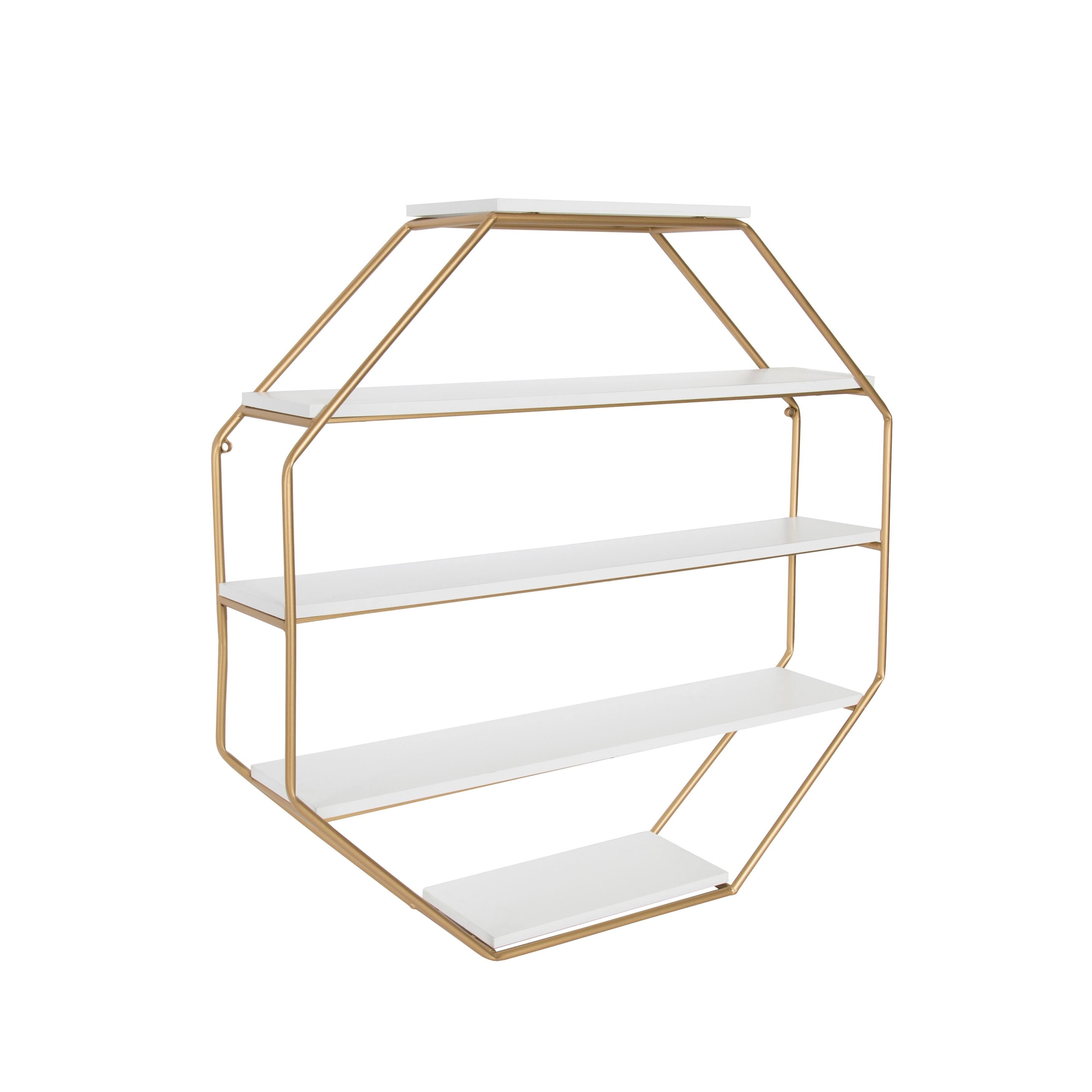 Octagon Floating Wall Shelf Rustic Brown 24x24 F893