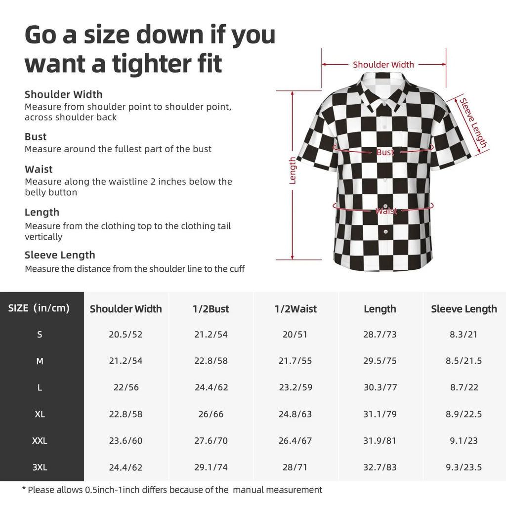 Black and White Checkerboard Hawaiian Shirts F34513