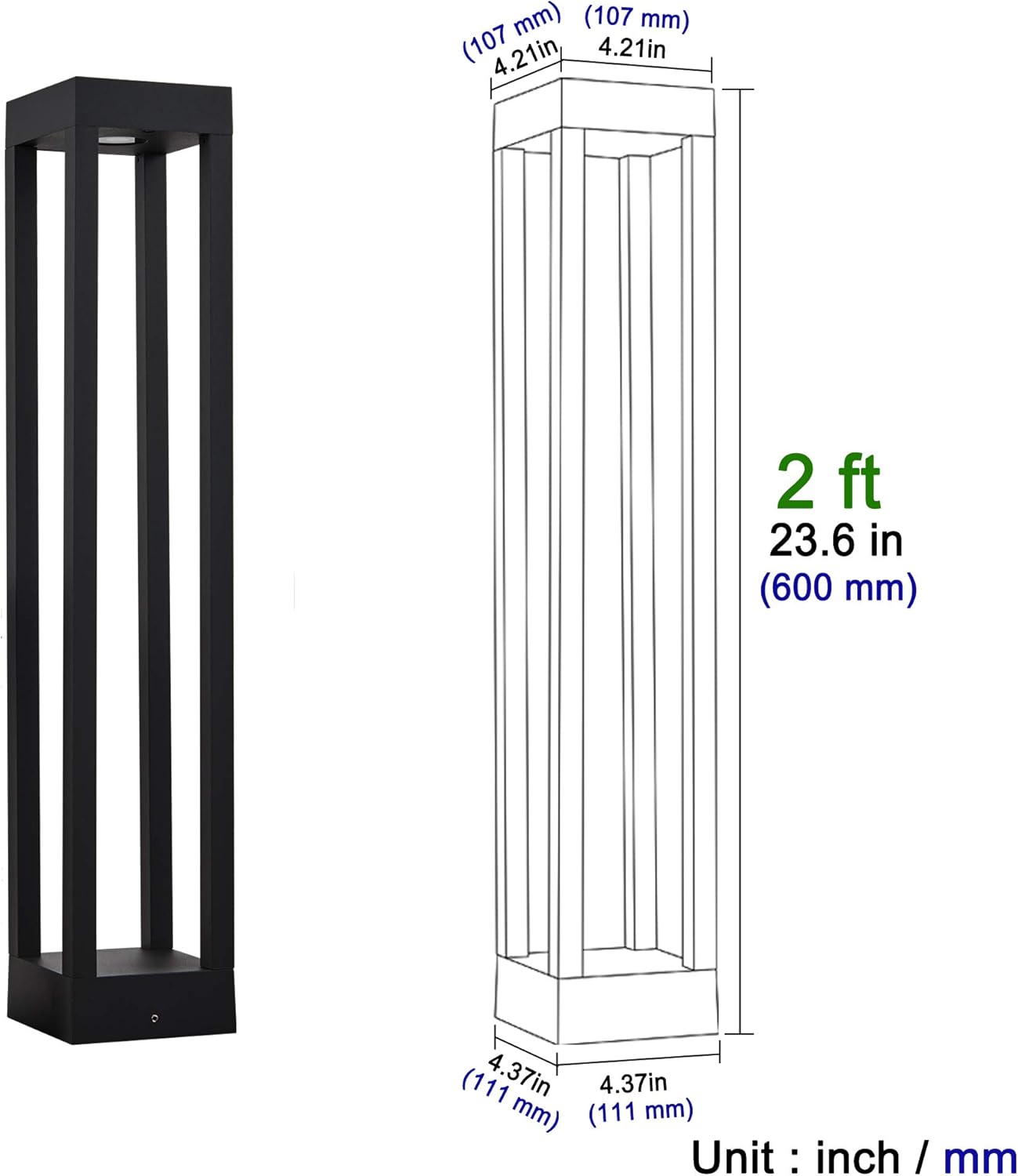 LED Landscape Path Lights, 10W, 2 ft Height, Waterproof Aluminum, Warm White 3000K W47474