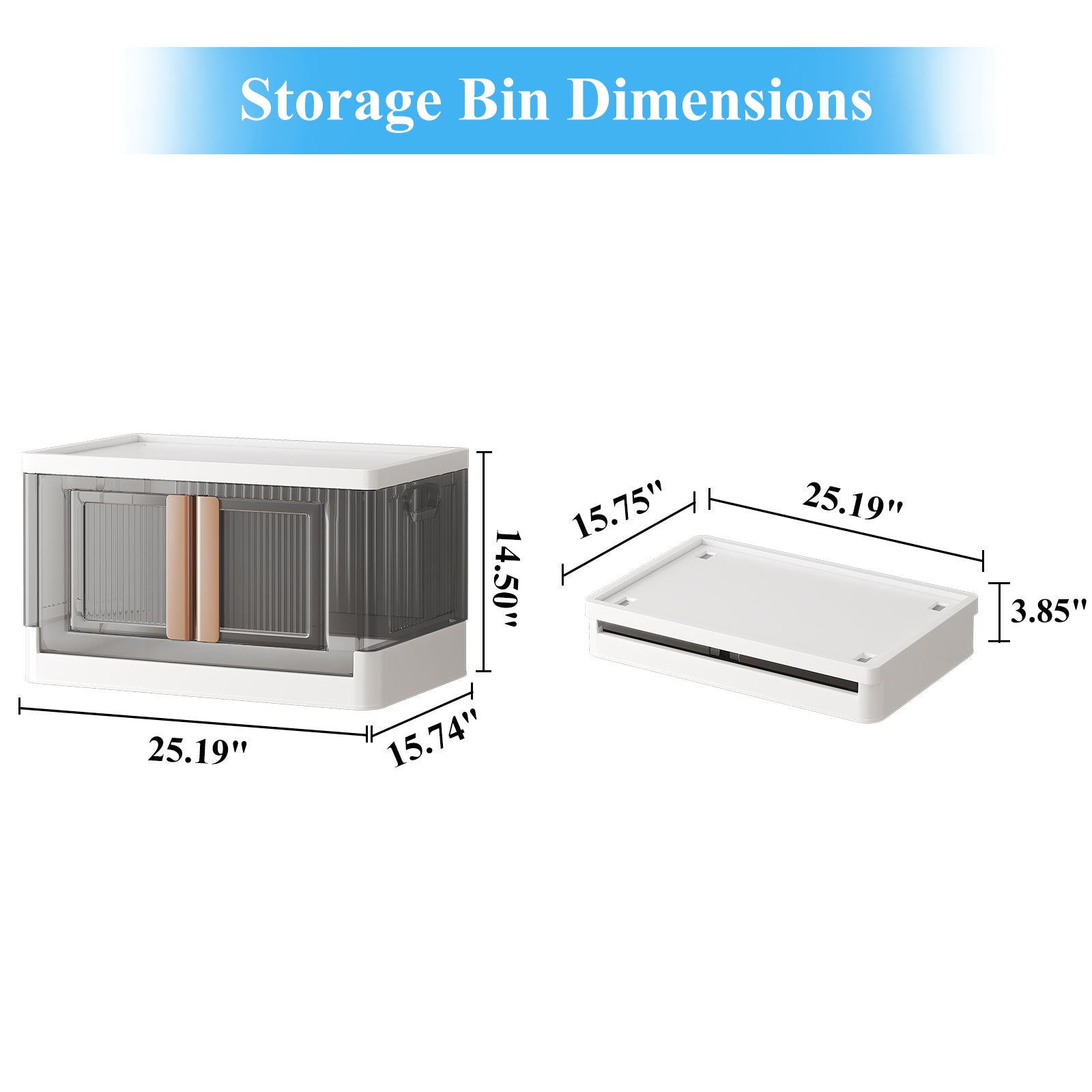 3 Pack Collapsible Storage Bins with Lids, 19 gal, White Q232111