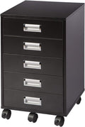 5 Drawer Mobile Cabinet with Built-in Handle (Black) D3185