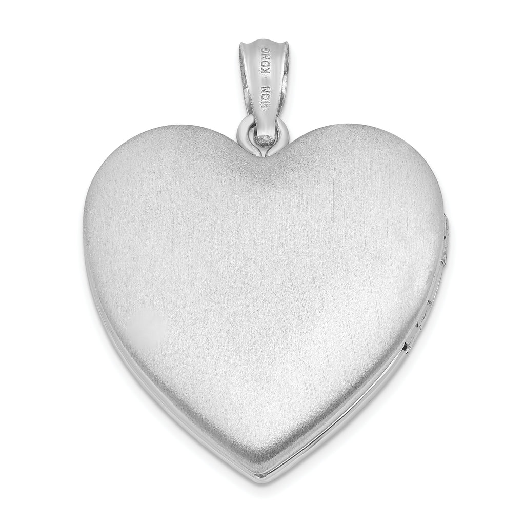 Sterling Silver Rhodium-plated Dove Cross Heart Locket T41005