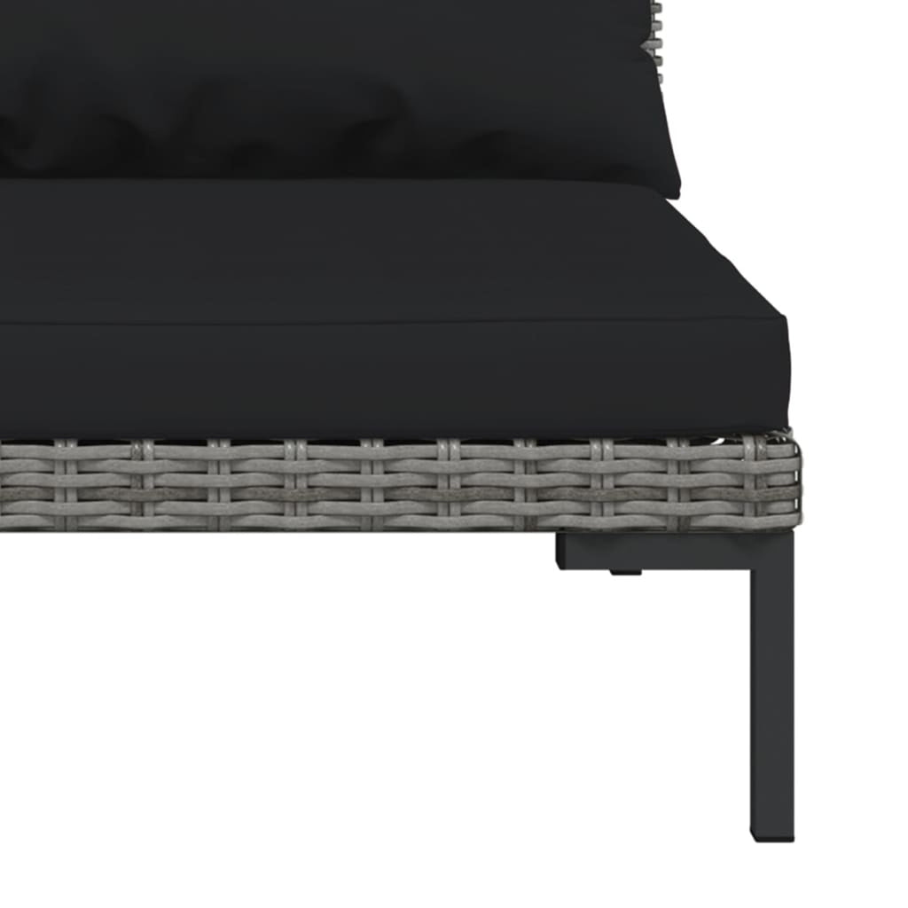 3 Piece Poly Rattan Dark Gray Sectional Sofa Set S6844