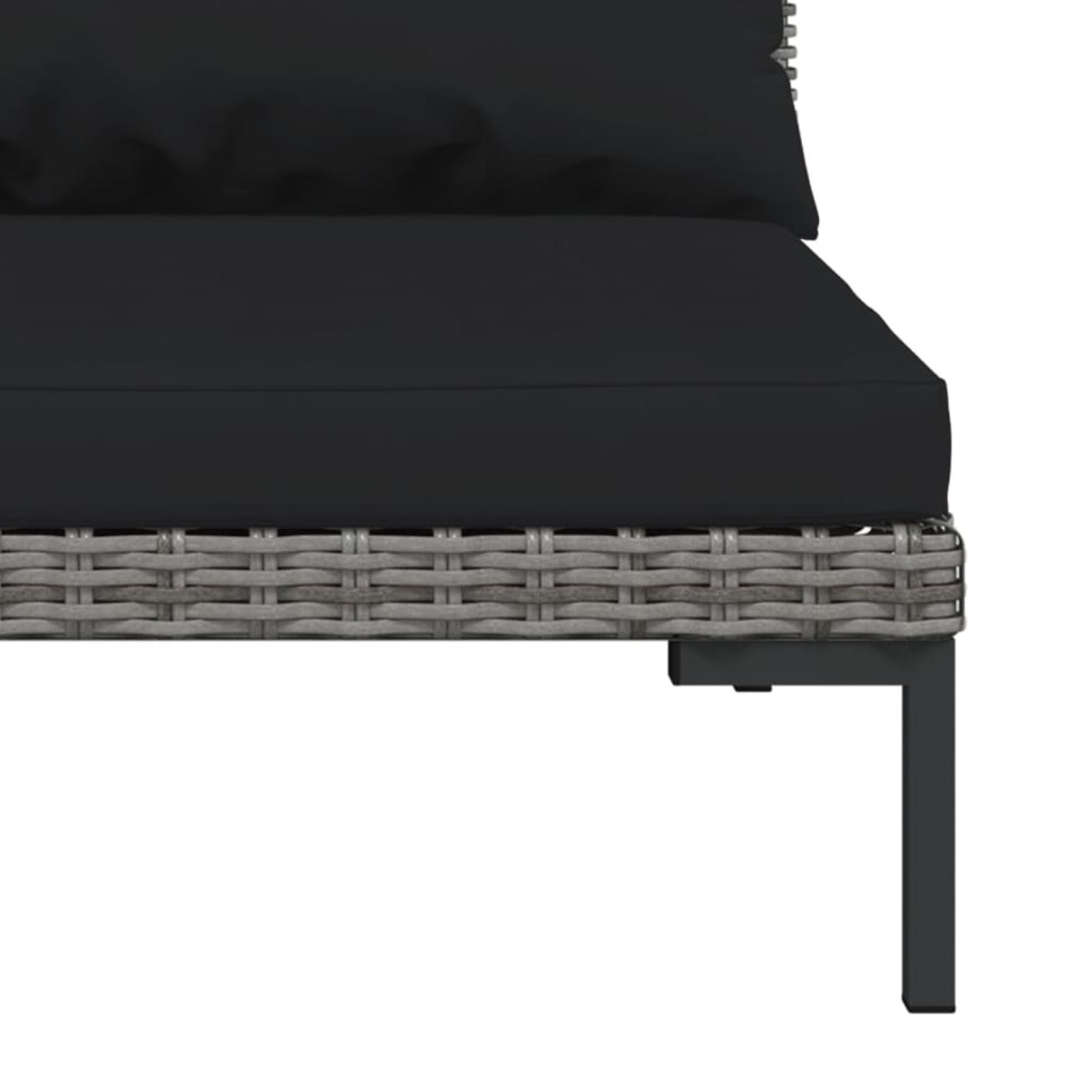3 Piece Poly Rattan Dark Gray Sectional Sofa Set S6844