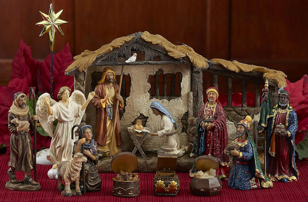 23 Piece 5 Inch Nativity Set with Lighted Stable I436