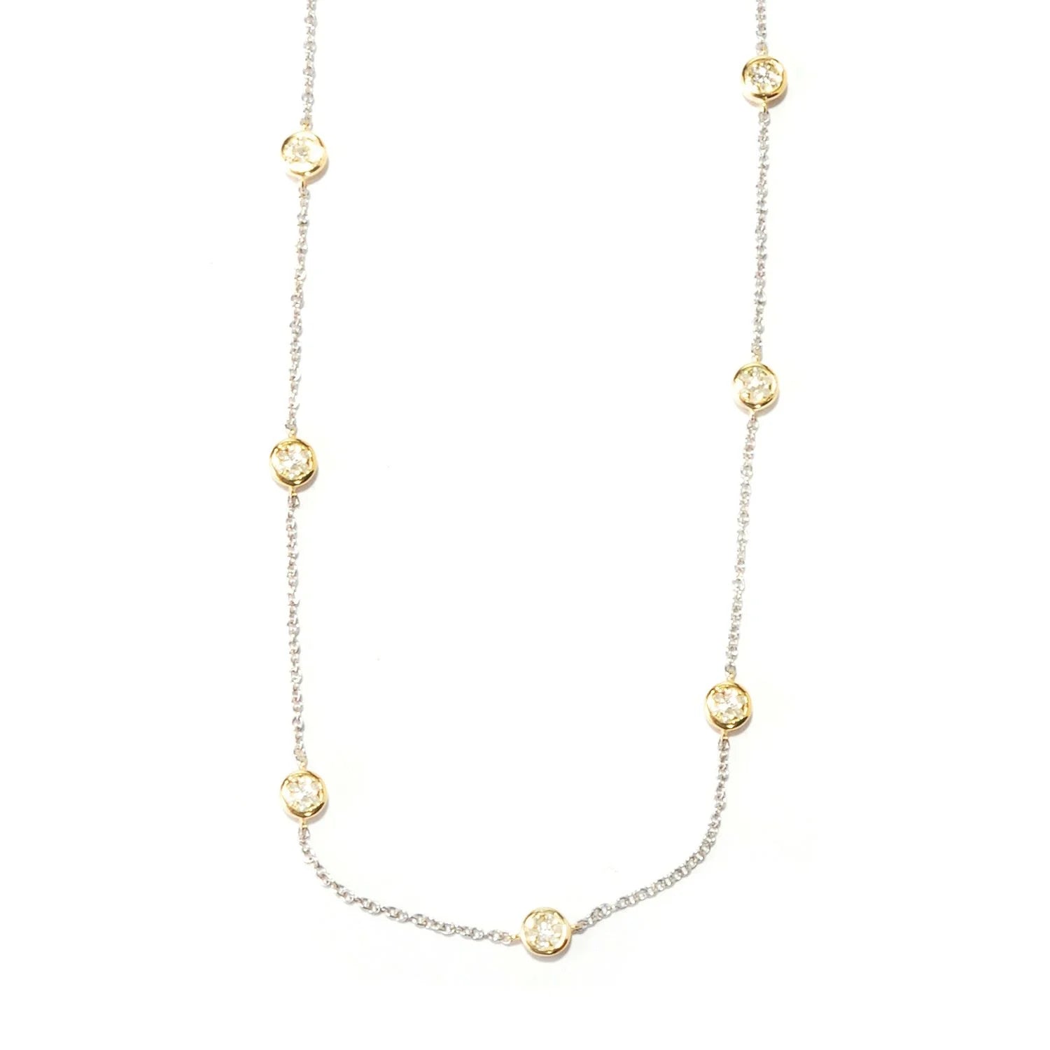 Yellow Gold Over Silver Diamond Chain Necklace 24.00"L H309