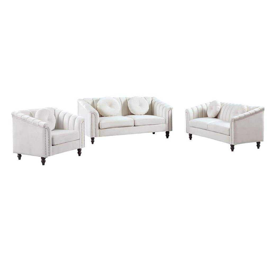 3 Piece Velvet Sofa Loveseat and Chair Set F490
