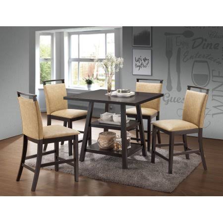 Cappuccino Wood Counter Height Dining Table with Storage Shelves Z903