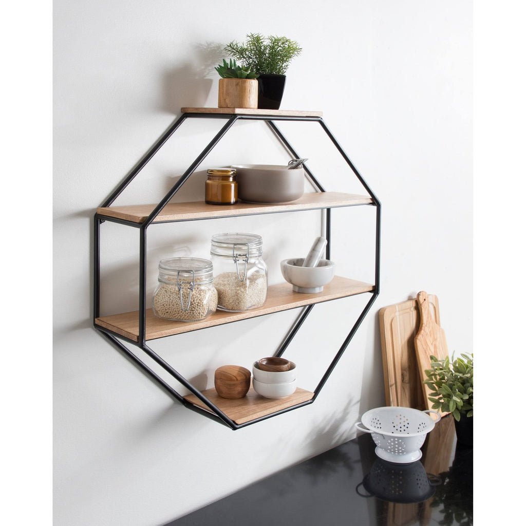 Octagon Floating Wall Shelf Rustic Brown 24x24 F893