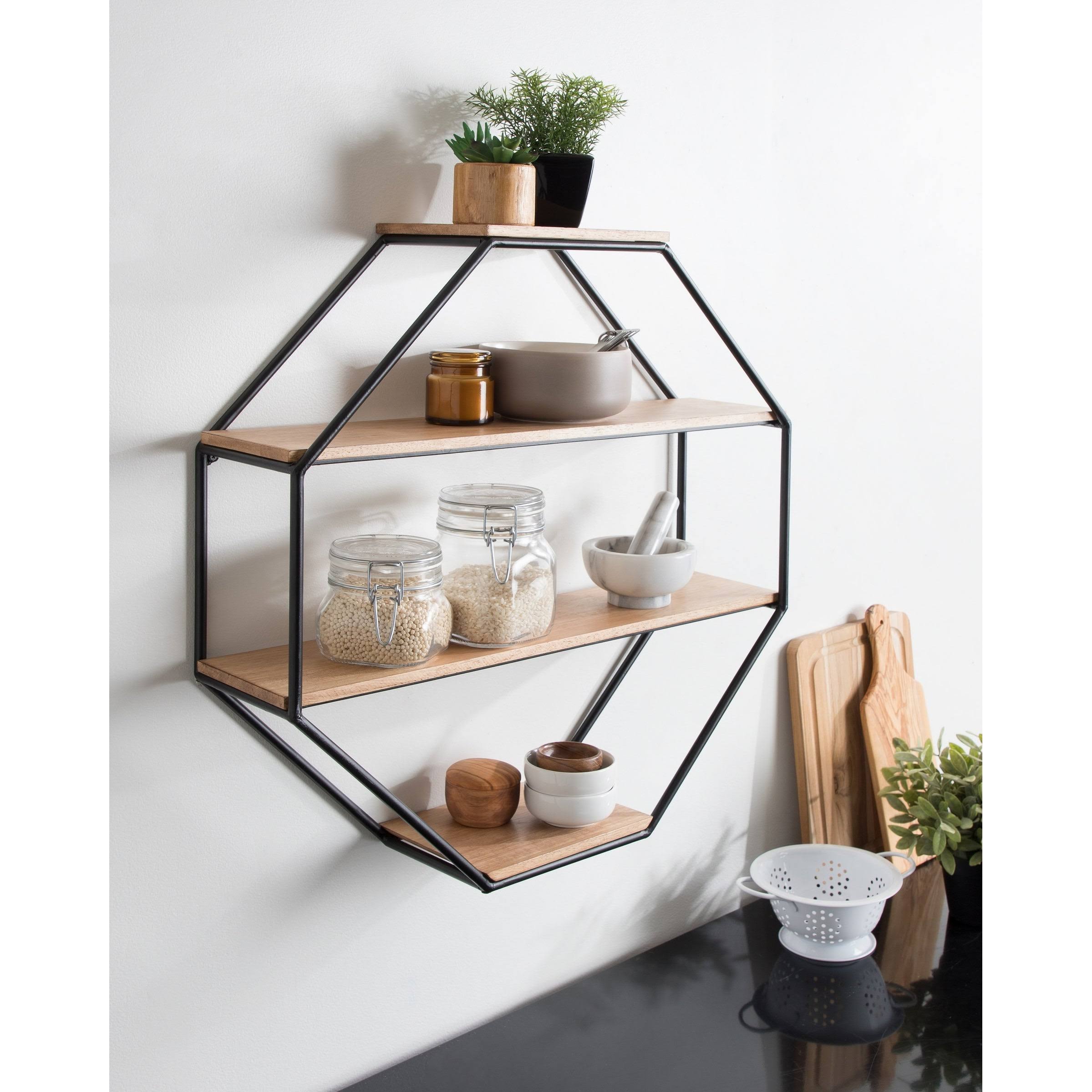 Octagon Floating Wall Shelf Rustic Brown 24x24 F893