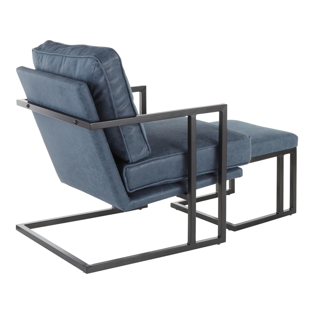 Black/Blue Lounge Chair And Ottoman Set M840