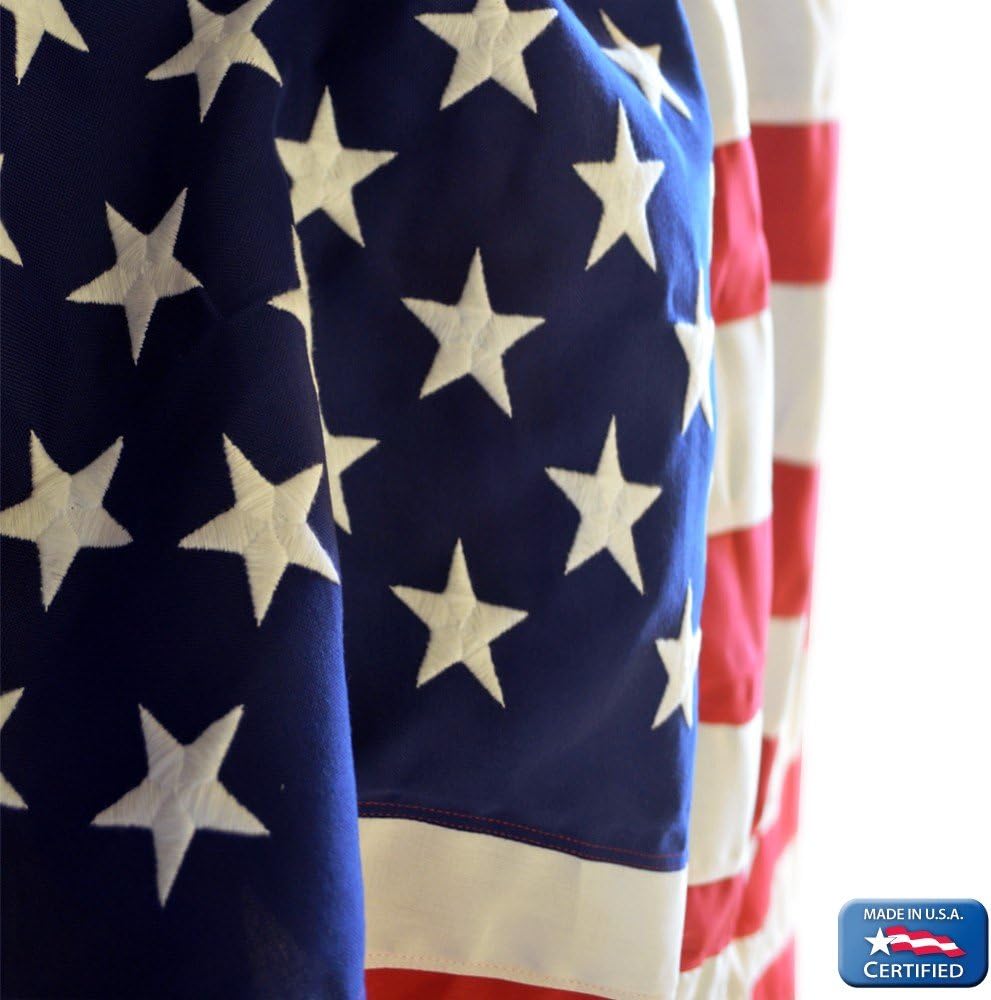 5x8 ft American Flag with Sewn Stripes, Embroidered Stars and Brass Grommets K8291