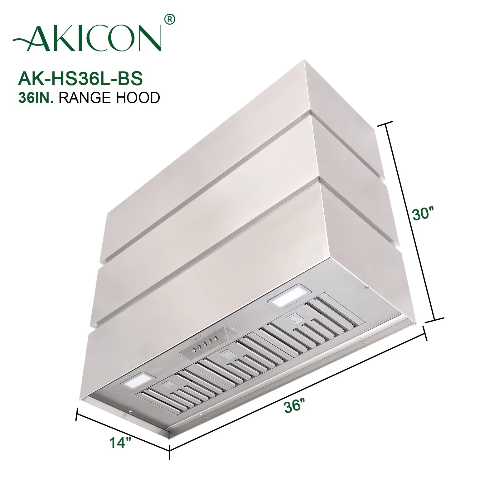 36" Brushed Stainless Steel Wall Mount Range Hood H7498