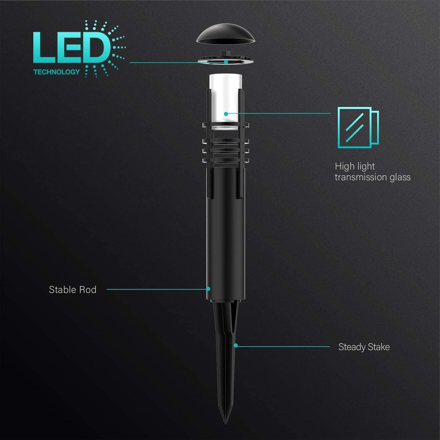 Black 8 Pack LED Bollard Pathway Light Z29783