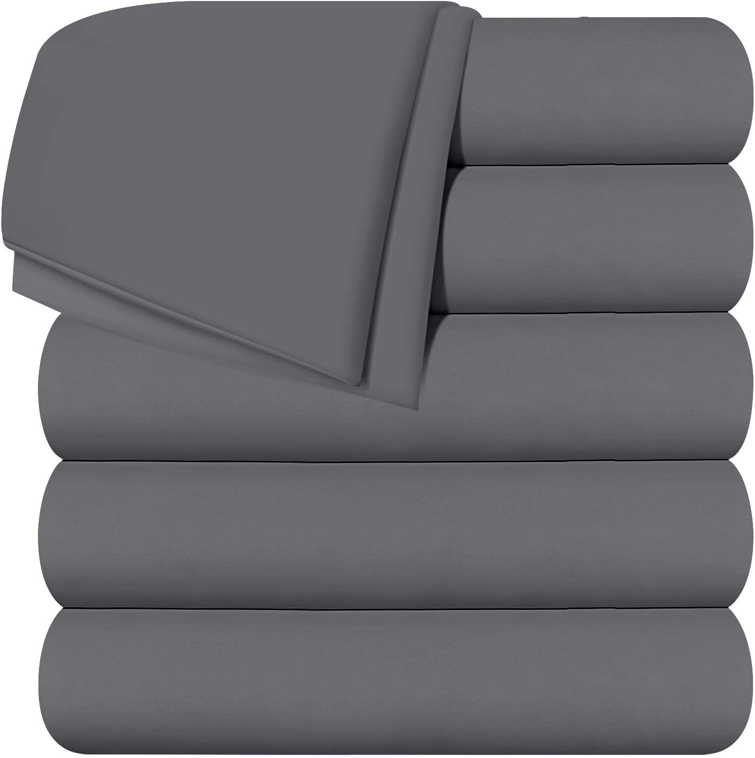 Twin White Pack of 6 Soft Brushed Microfiber Flat Sheets G47116
