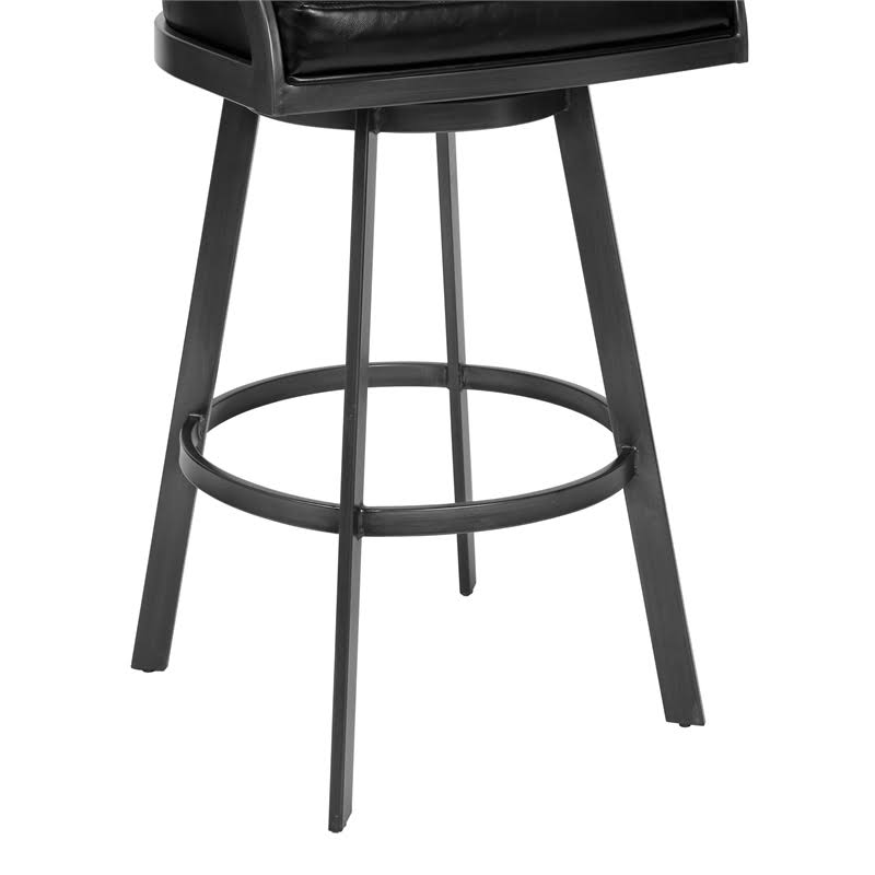 30x22 Bar Height Barstool in Mineral Finish and Vintage Black Faux Leather Y88455