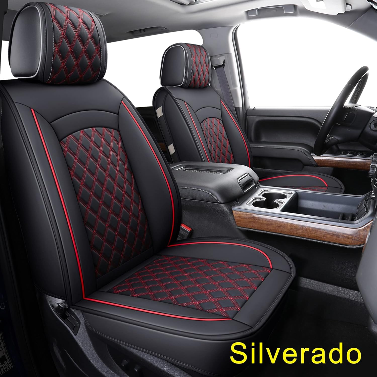 Black & Red Water Proof Faux Leather Seat Covers U7481