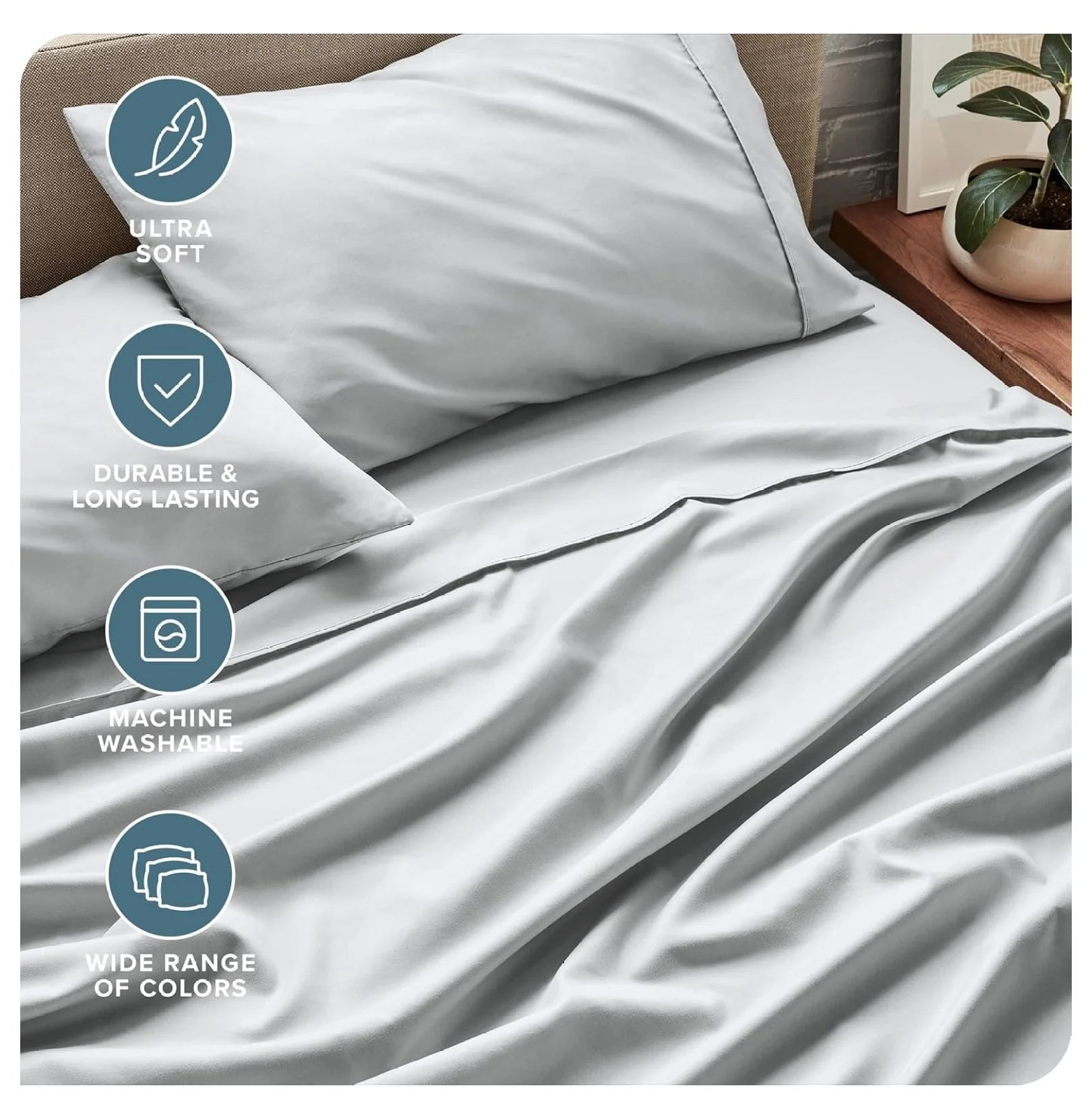 Full XL 4 Piece Microfiber Sheet Set, French Grey D76495