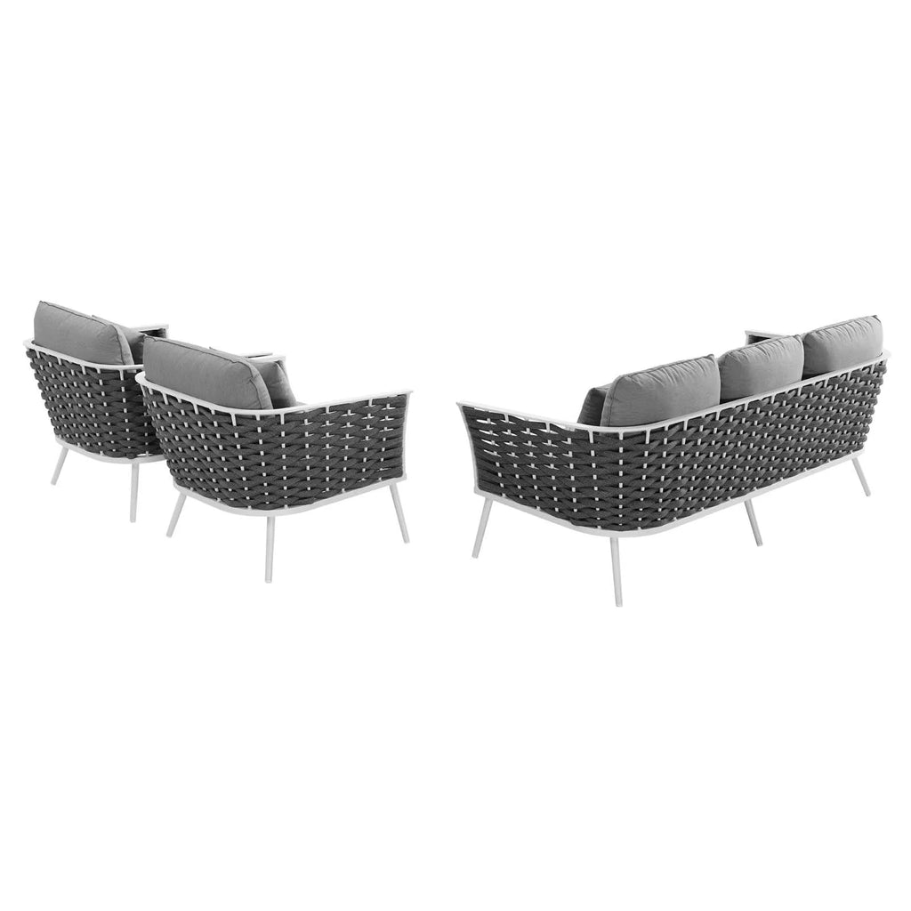 White Gray 3 Piece Aluminum Outdoor Sectional Sofa Set Y569112