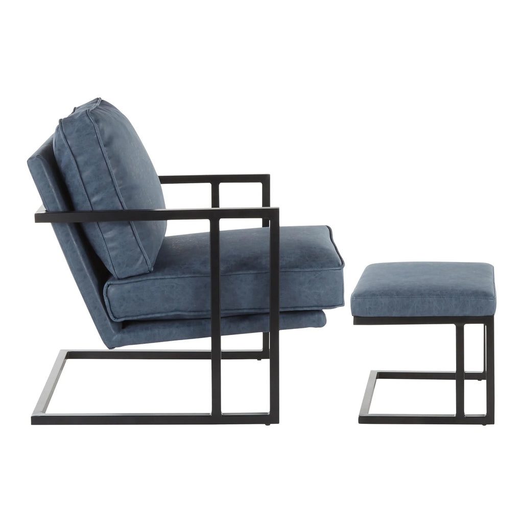 Black/Blue Lounge Chair And Ottoman Set M840