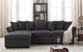Dark Grey Linen L-Shape Sectional Sofa with Chaise Lounge T3475