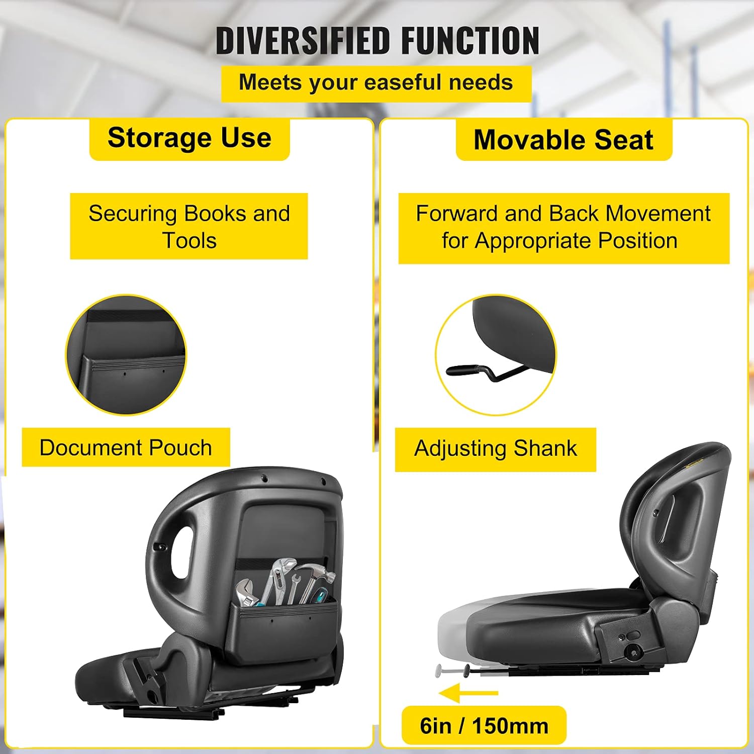 Forklift Seat with Seat Switch and Back Seat Organizer A597