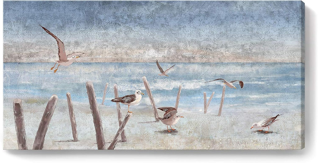 Framed Canvas Print Coastal Painting 12x16inch C1545