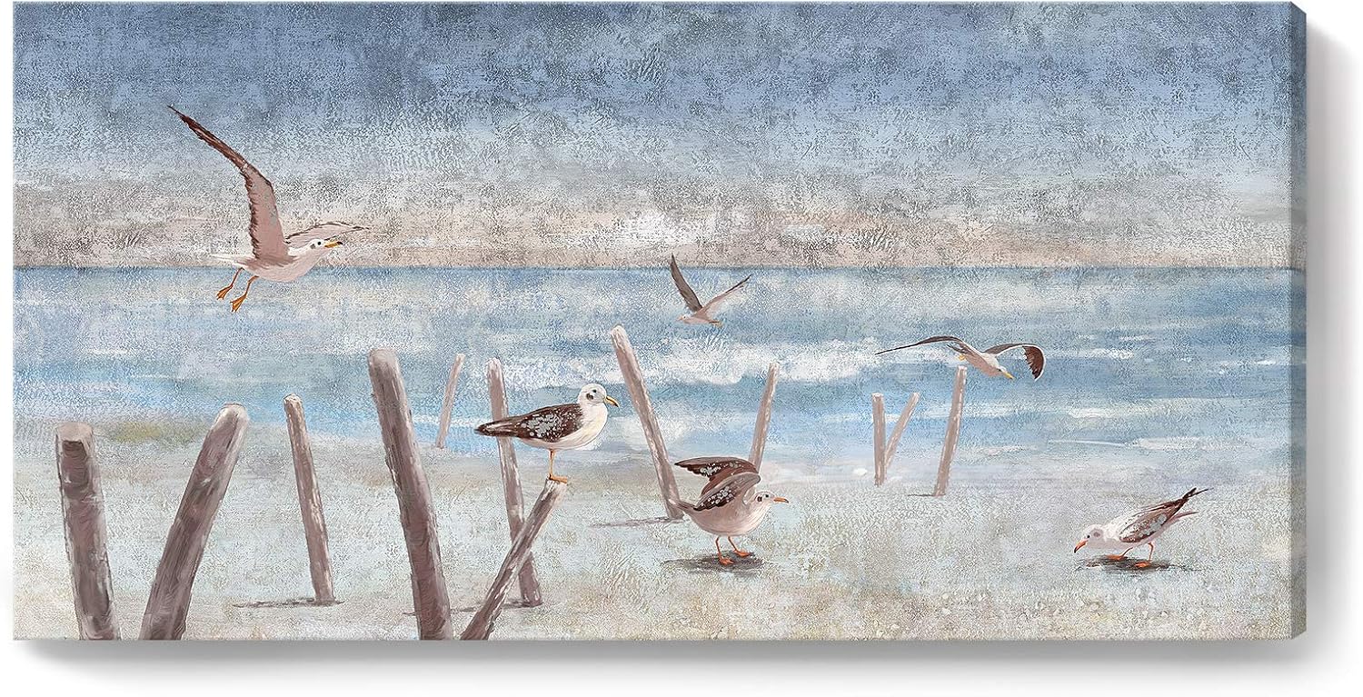 Framed Canvas Print Coastal Painting 12x16inch C1545
