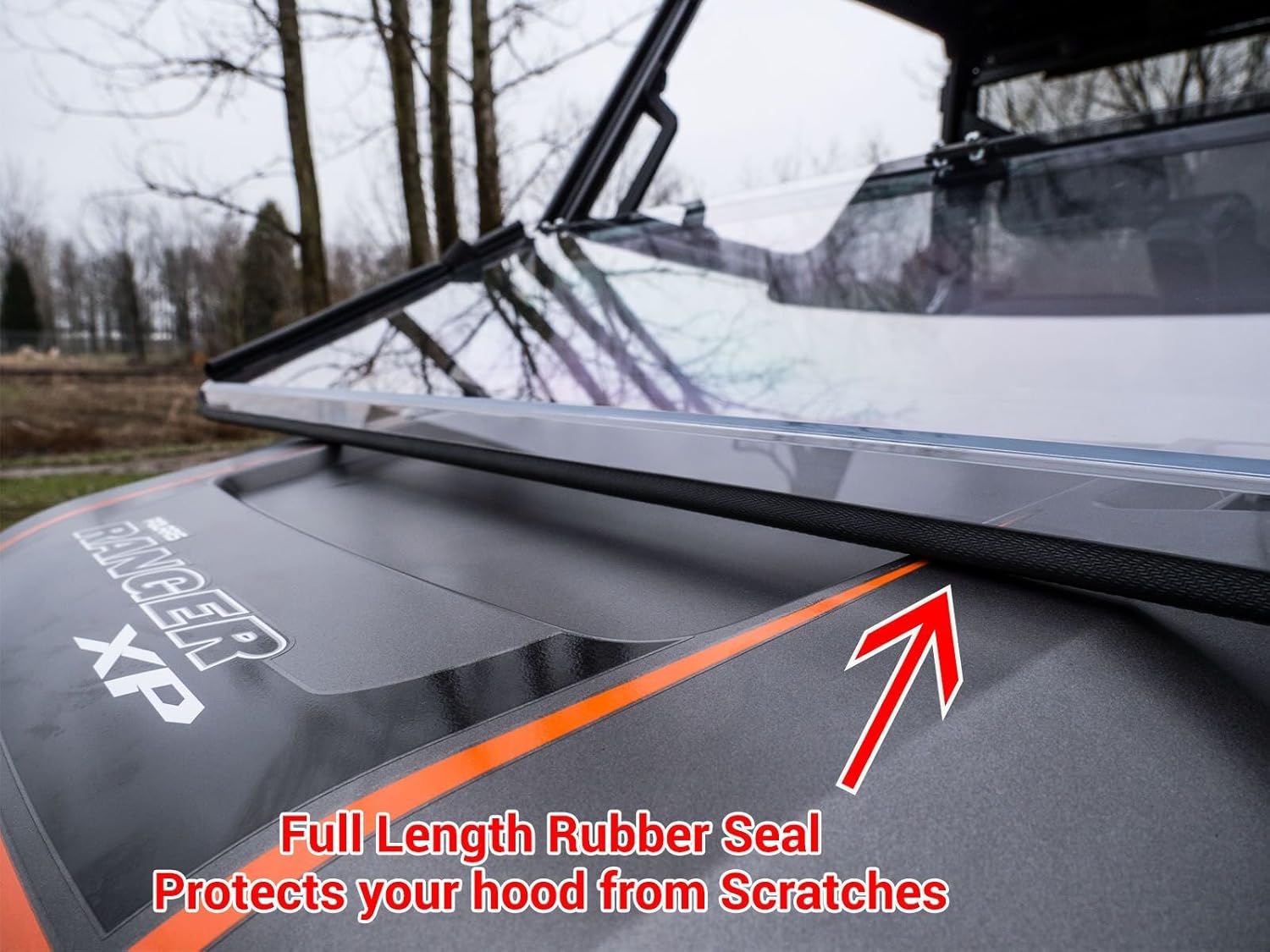 Scratch Resistant Flip / Fold Down 2-in-1 Windshield for Polaris Ranger XP 1000, 1/4 Thick Polycarbonate V79671