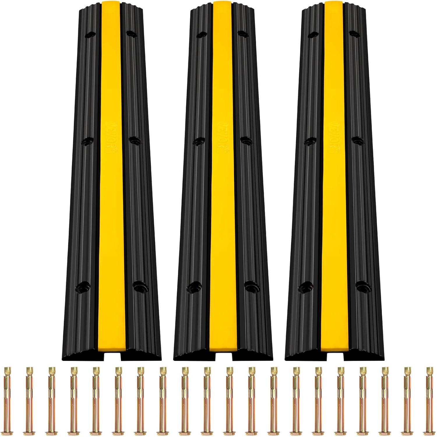 3 Packs 1 Channel Heavy-Duty Rubber Cable Protector Ramp A8094