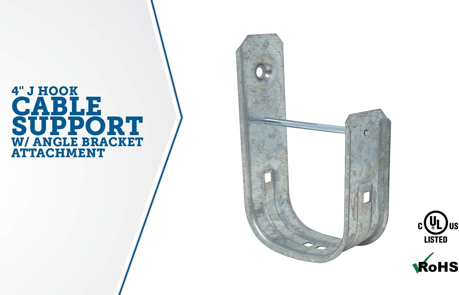 25 Pack Zinc Plated Steel Ceiling Mount J-Hook with Removable Angle Bracket Attachment C18850
