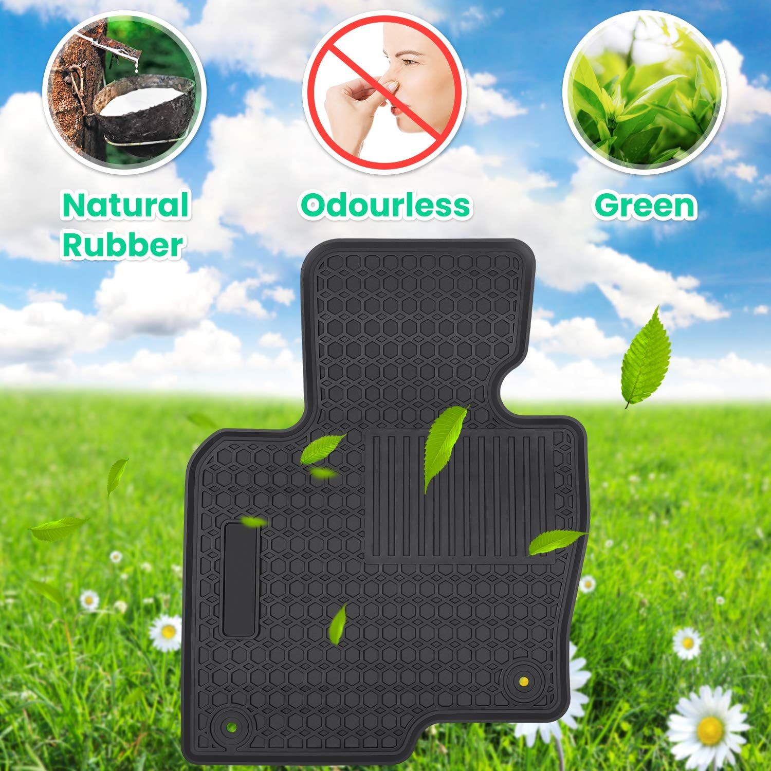 Black 4PCS Heavy Duty Rubber Floor Mat X167681
