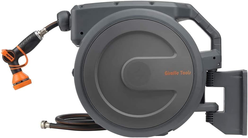 Retractable Wall Mounted Garden Hose Reel 5/8 inch x 90 ft Heavy Duty with Automatic Rewind W885566