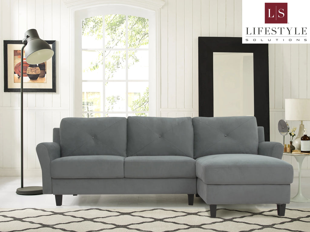 Dark Gray Microfiber Sectional Sofa Q3724