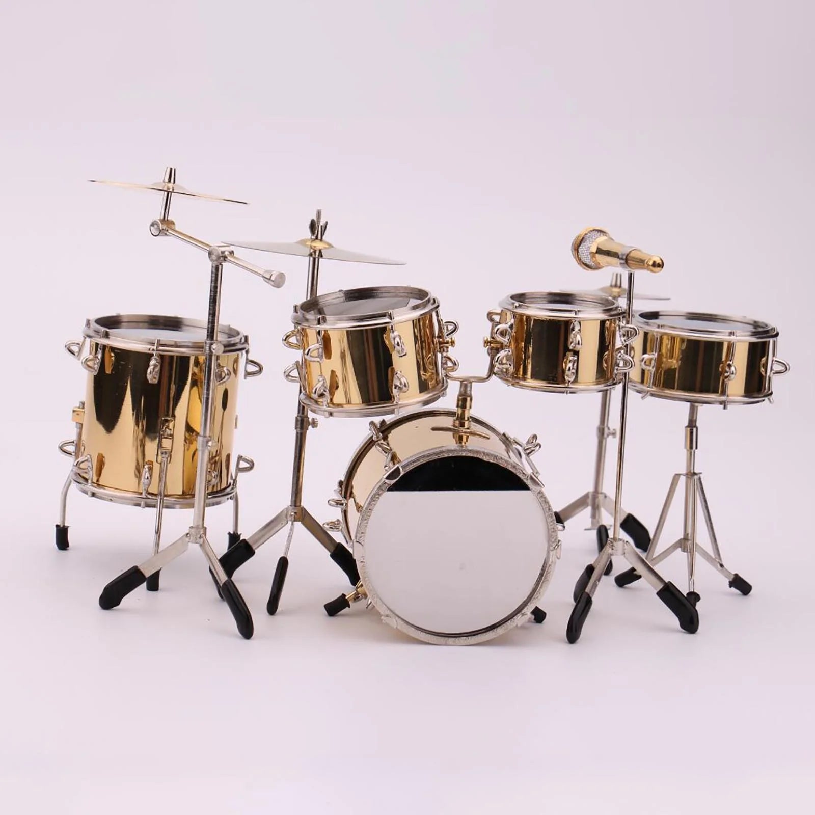 Gold Miniature Drum Set Dollhouse Ornament Photography Props R2829