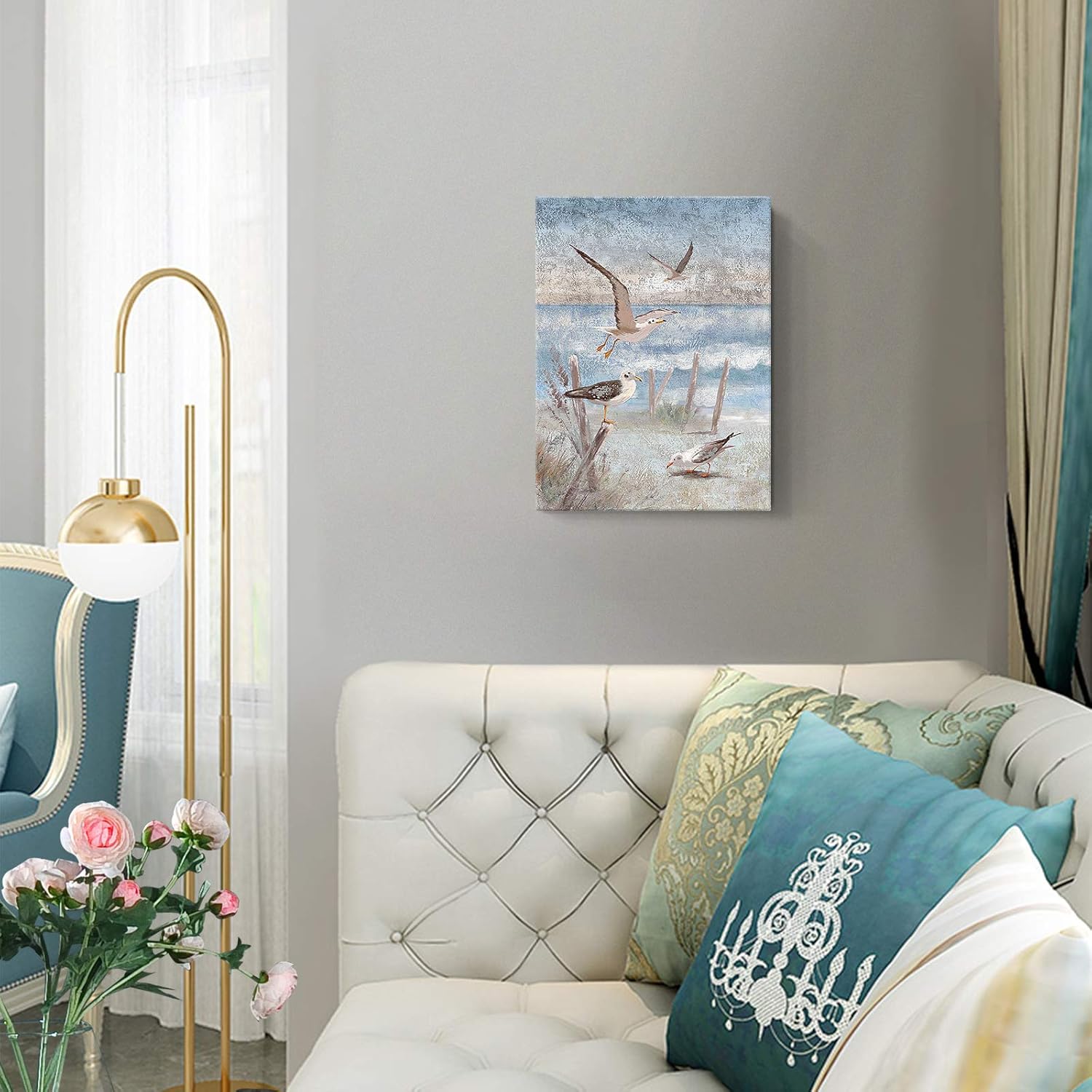 Framed Canvas Print Coastal Painting 12x16inch C1545