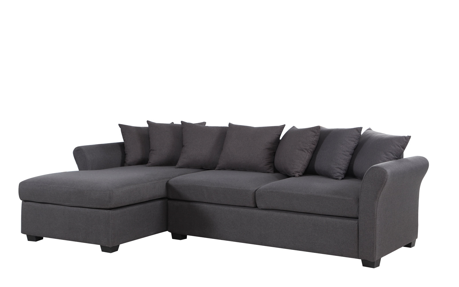 Dark Grey Linen L-Shape Sectional Sofa with Chaise Lounge T3475