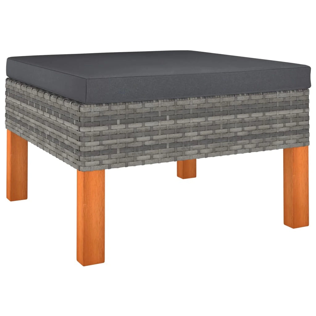 6 Piece Poly Rattan Garden Set with Cushions Gray D34364